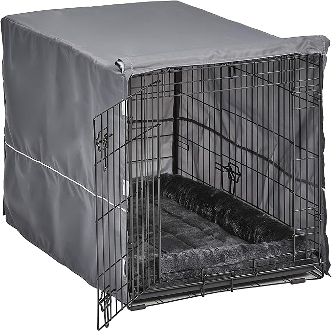 MidWest Homes for Pets Double Door Dog Crate Kit Includes One Two-Door Crate, Matching Gray Bed & Gray Crate Cover, 36-Inch Kit Ideal for Medium Dog Breeds