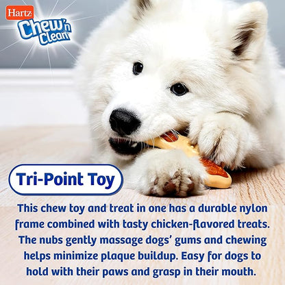Hartz Chew ‘n Clean Chew Chicken Flavored Tri-Point Dog Treat & Chew Toy, Small 2 Pack