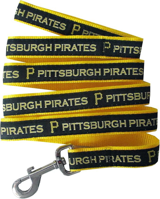 MLB PET Leash, Small, Pittsburgh Pirates Dog Leash, Baseball Team Leash for Dogs & Cats. A Shiny & Colorful Dog & Cat Leash with Emboridered Team Name/Logo Licensed by the MLB