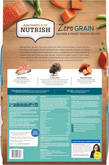 Rachael Ray Nutrish Zero Grain Dry Dog Food, Natural Dog Food with Added Vitamins, Minerals & Taurine, Salmon & Sweet Potato Recipe, 23 Pounds