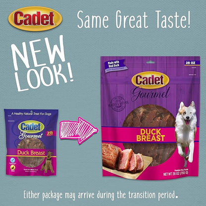 Cadet Gourmet Duck Breast Dog Treats - Healthy & Natural Dog Training Treats for Small & Large Dogs - Inspected & Tested in USA (28 oz.)