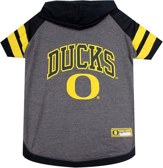 NCAA OREGON DUCKS HOODIE for DOGS & CATS, SMALL COLLEGIATE Licensed DOG HOODY Tee Shirt. Sports HOODY T-Shirt for Pets. COLLEGE Sporty Dog Hoodie Shirt.