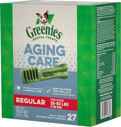 Greenies Aging Care Regular Natural Dental CareDog Treats, 27 oz. Pack (27 Treats)