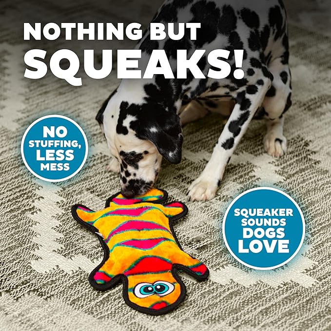 Outward Hound Durablez Tough Plush Squeaky Dog Toy, Gecko, Orange, Large