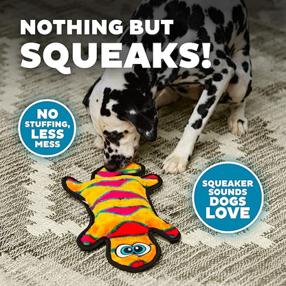 Outward Hound Durablez Tough Plush Squeaky Dog Toy, Gecko, Orange, Large
