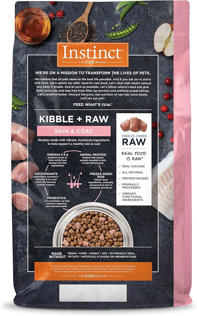 Instinct Raw Boost Skin & Coat Health Grain Free Recipe with Real Chicken Natural Dry Dog Food by Nature's Variety, 18 lb. Bag