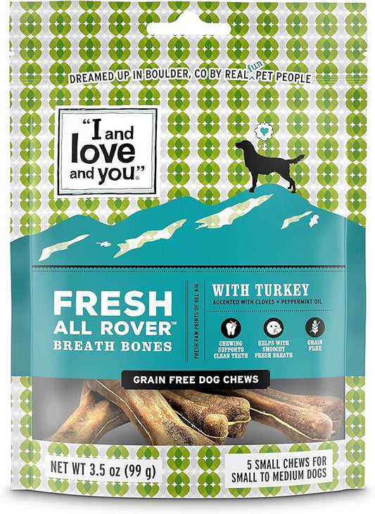 I and love and you Fresh all Rover Breath Bones - Sweet Potato - Dental Health Support, Grain Free, Filler Free, 5pk Size Small