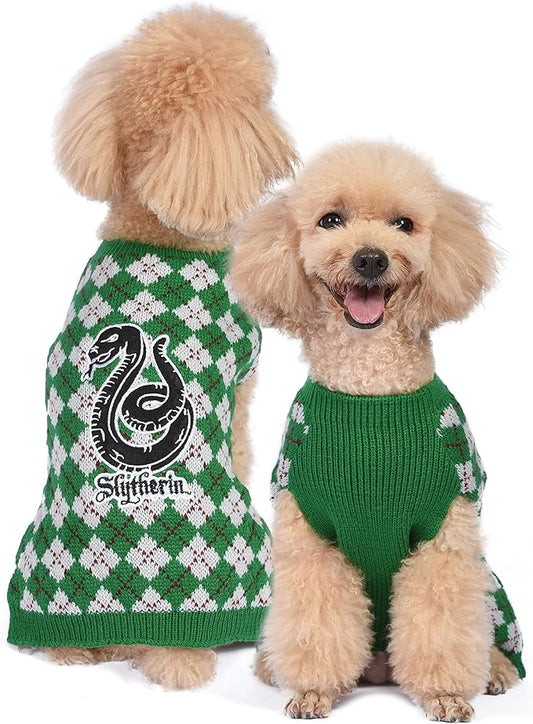 Harry Potter Slytherin Pet Sweater - Large | Harry Potter Costumes for Dogs | Dog Apparel & Accessories for Hogwarts Houses, Slytherin Dog Sweater, Pullover Sweater for Dogs