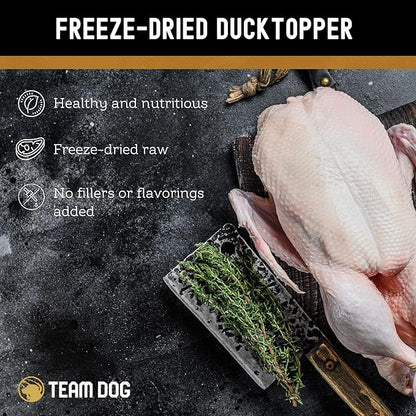 Duck Dog Food Topper | Duck Freeze Dried Raw Dog Food Topper | Wet & Dry Dog Food Toppers for Picky Dogs | Dog Food Seasoning with Duck Hearts for Dogs | 5 Oz