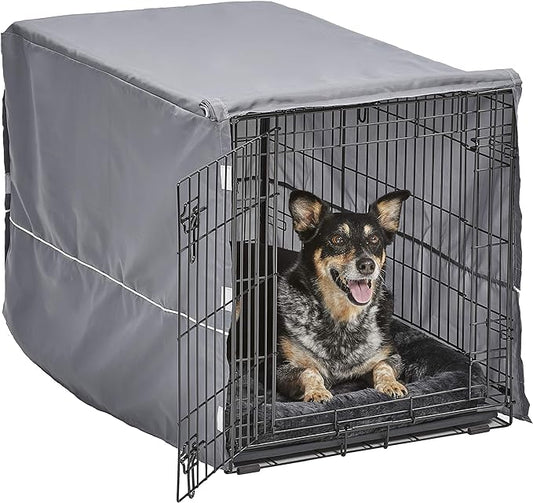 MidWest Homes for Pets Double Door Dog Crate Kit Includes One Two-Door Crate, Matching Gray Bed & Gray Crate Cover, 36-Inch Kit Ideal for Medium Dog Breeds