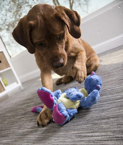 goDog Bubble Plush Dragons Squeaky Dog Toy, Chew Guard Technology - Periwinkle, Large