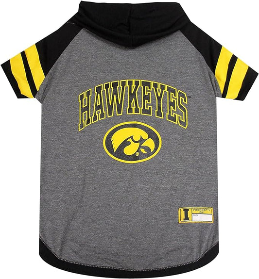 NCAA IOWA HAWKEYES HOODIE for DOGS & CATS, MEDIUM COLLEGIATE Licensed DOG HOODY Tee Shirt. Sports HOODY T-Shirt for Pets. COLLEGE Sporty Dog Hoodie Shirt.