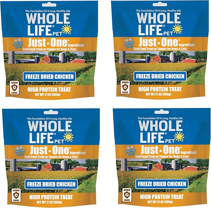 Whole Life Pet Just One Chicken Dog and Cat Value Packs - Human Grade, Freeze Dried, One Ingredient - Protein Rich, Grain Free, Made in The USA