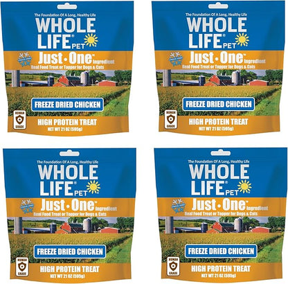 Whole Life Pet Just One Chicken Dog and Cat Value Packs - Human Grade, Freeze Dried, One Ingredient - Protein Rich, Grain Free, Made in The USA