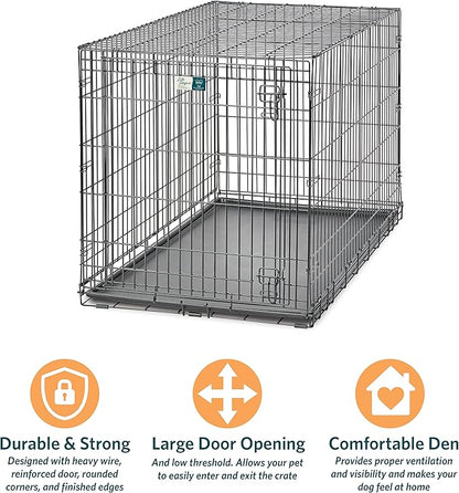 MidWest Homes for Pets XL Dog Crate | MidWest Life Stages Folding Metal Crate | Divider Panel, Floor Protecting Feet, Leak-Proof Pan | 48L x 30W x 33H Inches, XL Dog Breed