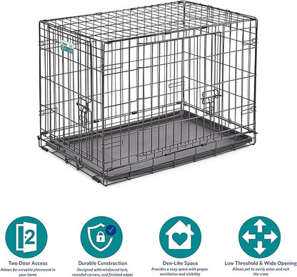 MidWest Homes for Pets Newly Enhanced Double Door iCrate Dog Crate, Includes Leak-Proof Pan, Floor Protecting Feet, Divider Panel & New Patented Features
