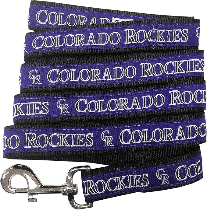 MLB PET Leash, Small, Colorado Rockies Dog Leash, Baseball Team Leash for Dogs & Cats. A Shiny & Colorful Dog & Cat Leash with Emboridered Team Name/Logo Licensed by the MLB