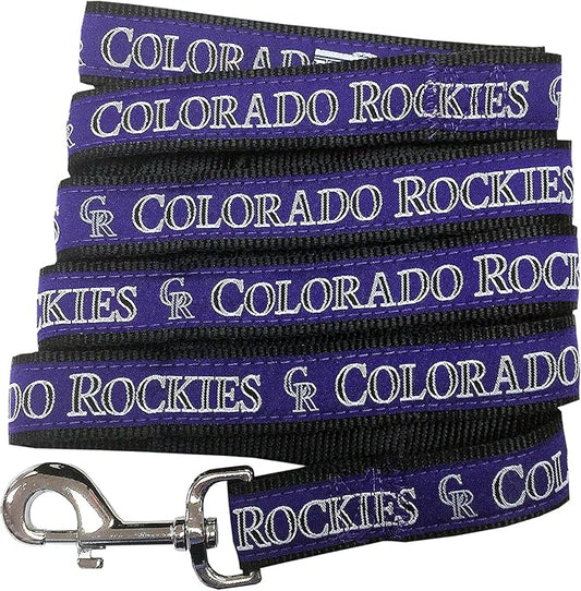 MLB PET Leash, Small, Colorado Rockies Dog Leash, Baseball Team Leash for Dogs & Cats. A Shiny & Colorful Dog & Cat Leash with Emboridered Team Name/Logo Licensed by the MLB