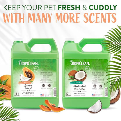 TropiClean 2-in-1 Papaya & Coconut Dog Shampoo and Conditioner | Natural Pet Shampoo Derived from Natural Ingredients | Cat Friendly | Made in the USA | 1 gallon