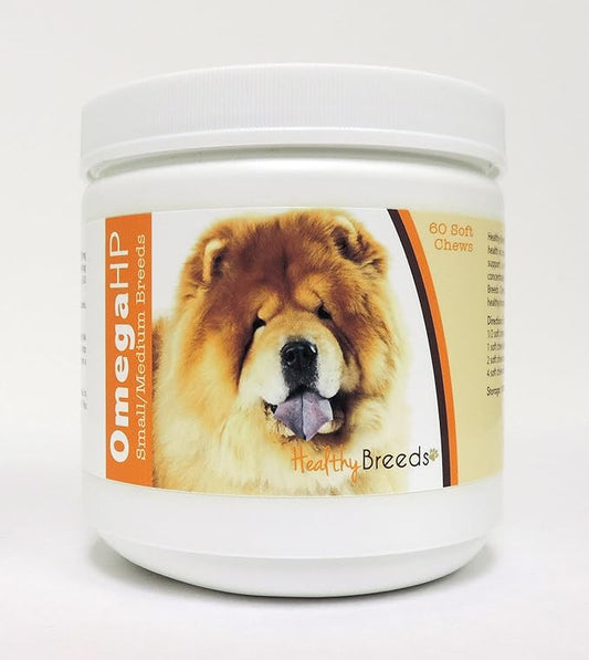 Healthy Breeds Chow Chow Omega HP Fatty Acid Soft Chews - DHA, EPA & Vitamin E to Promote Healthy Skin, Shiny Coat, Immune Support, Heart Health and Joint Function - 60 Count