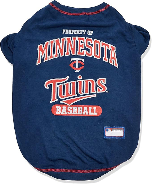 MLB Minnesota Twins Dog T-Shirt, Large. - Licensed Shirt for Pets Team Colored with Team Logos. - Premium Stretchable Materials for The Comfort of Your Dog & cat.