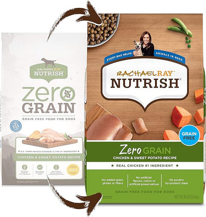 Rachael Ray Nutrish Zero Grain Dry Dog Food, Chicken & Sweet Potato Recipe, 26 Pound Bag