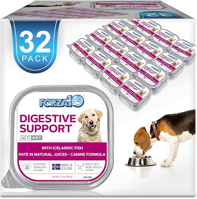Forza10 Actiwet Canned Intestinal Dog Food, Wet Dog Food Fish Flavor, Gastro Intestinal Dog Food for All Breed and Adult Dogs with Intestinal Disorders, 32 Pack Case of 3.5 Ounce Each