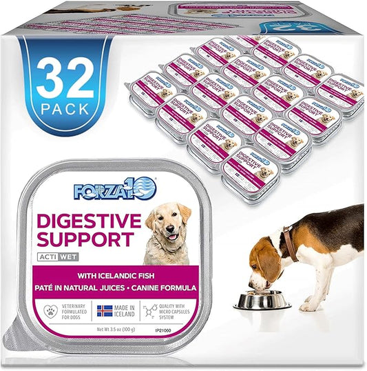 Forza10 Actiwet Canned Intestinal Dog Food, Wet Dog Food Fish Flavor, Gastro Intestinal Dog Food for All Breed and Adult Dogs with Intestinal Disorders, 32 Pack Case of 3.5 Ounce Each