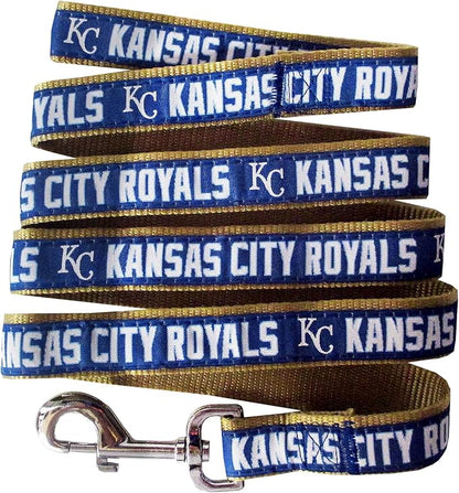MLB PET Leash, Small, Kansas City Royals Dog Leash, Baseball Team Leash for Dogs & Cats. A Shiny & Colorful Dog & Cat Leash with Emboridered Team Name/Logo Licensed by the MLB