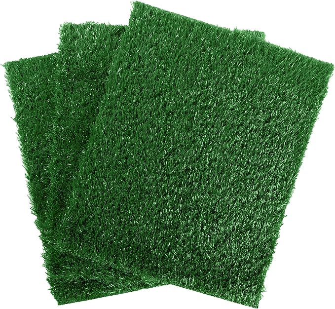 Pee Pads for Dogs - Set of Three 18.5x14-Inch Replacement Turf Grass Mats for Potty Training - Dog Housebreaking Supplies for Small Pets by PETMAKER