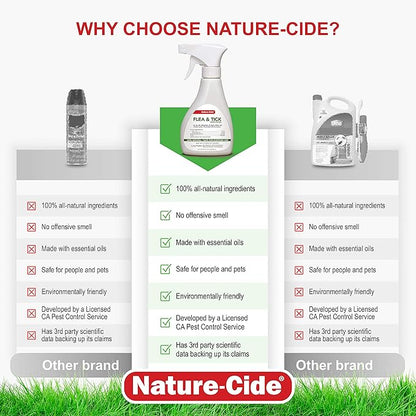 Nature-Cide Flea & Tick. All Natural Tick and Flea Spray for House and Pets to Keep Your Home Safe. Kills on Contact. No Strong Odor. 8 oz