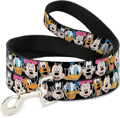 Dog Leash Classic Disney Character Faces Black 4 Feet Long 1.0 Inch Wide