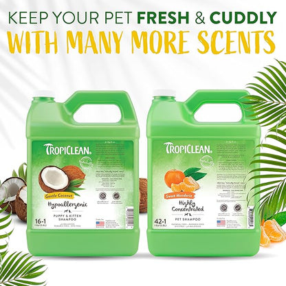TropiClean Coconut Hypoallergenic Dog Shampoo | Gentle Puppy Shampoo for Sensitive Skin | Natural Pet Shampoo Derived from Natural Ingredients | Kitten Friendly | Made in the USA | 1 gal.