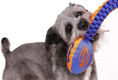 Nerf Dog Vortex Chain Tug Dog Toy with Squeaker Football Head, Lightweight, Durable, Water Resistant, 30 Inches, For Medium to Extra-Large Breeds, Single Unit (3474)