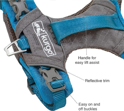 Kurgo Journey Air Dog Harness, Vest Harnesses for Dogs, Pet Hiking Harness for Running & Walking, Reflective, Padded, includes Control Handle, No Pull Front Clip (Blue, X-Large)