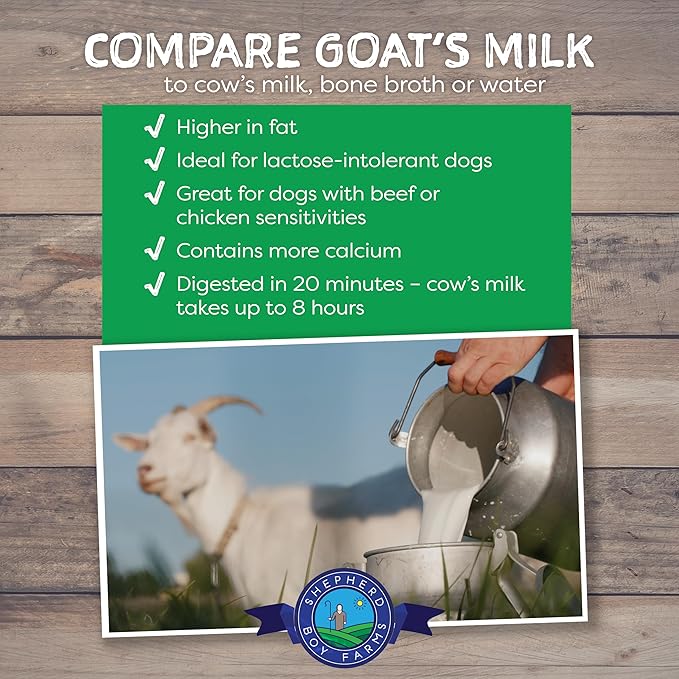 Freeze Dried Raw Goats Milk with Probiotics for Dogs & Cats (Super Greens), Organic USA Veggies & Fruits, High Protein, Digestible Goat Milk Powder, Dog & Cat Food Toppers