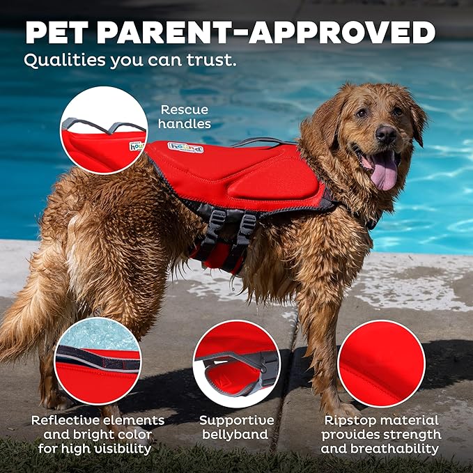 Outward Hound Dawson Swim Red Dog Life Jacket, XL
