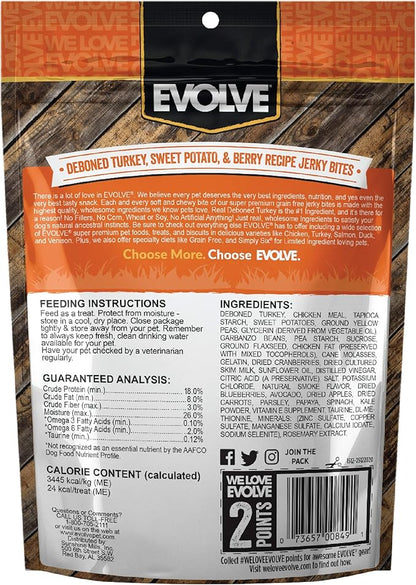 Evolve Grain Free Turkey, Pea, and Berry Jerky Bites Dog Treats