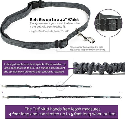 Hands Free Dog Leash, A Dog Running Leash for Dogs That Makes A Great Waist Leash for Dog Walking, Double Handle Bungee Dog Leash with Reflective Stitching and Adjustable Dog Walking Belt