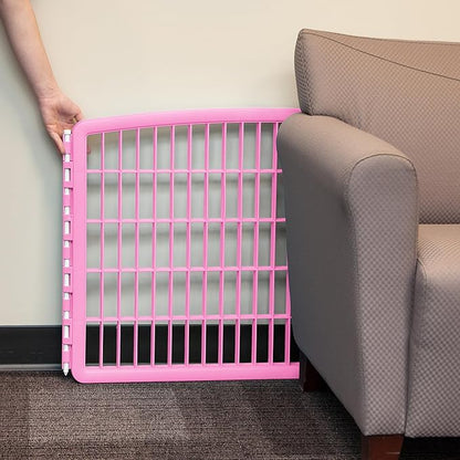 IRIS USA 24'' Pet Playpen 2 Panel Add-On with Connecting Rods, Dog Playpen, Puppy Small Medium Dogs, Heavy-Duty Molded Plastic, Rust-Free, Non-Skid Rubber Feet, Easy Assemble, Customizable, Pink