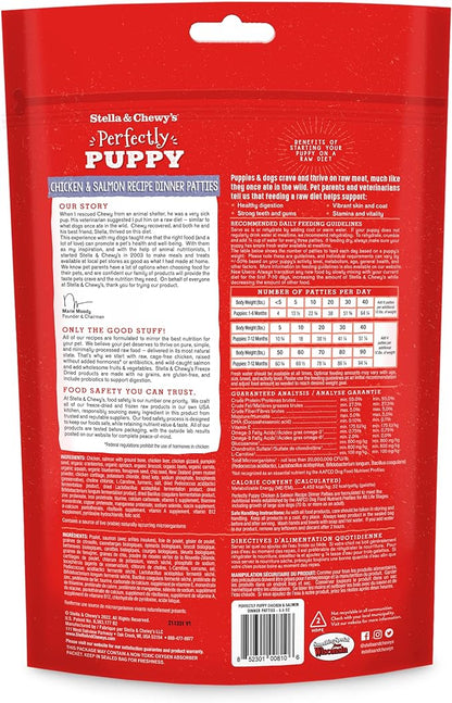 Stella & Chewy's Freeze Dried Raw Dinner Patties – Crafted for Puppies – Grain Free, Protein Rich Perfectly Puppy Chicken & Salmon Recipe – 5.5 oz Bag