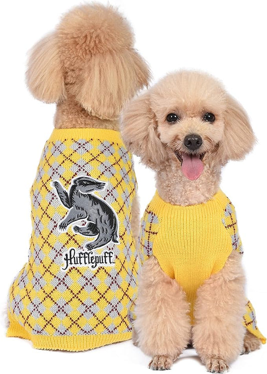 Harry Potter: Hufflepuff Pet Sweater - Size Small | Harry Potter Costumes for Dogs| Harry Potter Dog Apparel & Accessories for Hogwarts Houses, Hufflepuff Yellow
