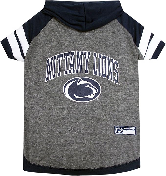 NCAA PENN STATE NITTANY LIONS HOODIE for DOGS & CATS, MEDIUM COLLEGIATE Licensed DOG HOODY Tee Shirt. Sports HOODY T-Shirt for Pets. COLLEGE Sporty Dog Hoodie Shirt.
