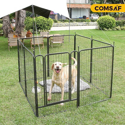 ComSaf Dog Playpen Outdoor, 40" Height 8 Panels Metal Dog Fence,Playpen for Large/Medium Dogs, Portable dog Playpen for Outdoor
