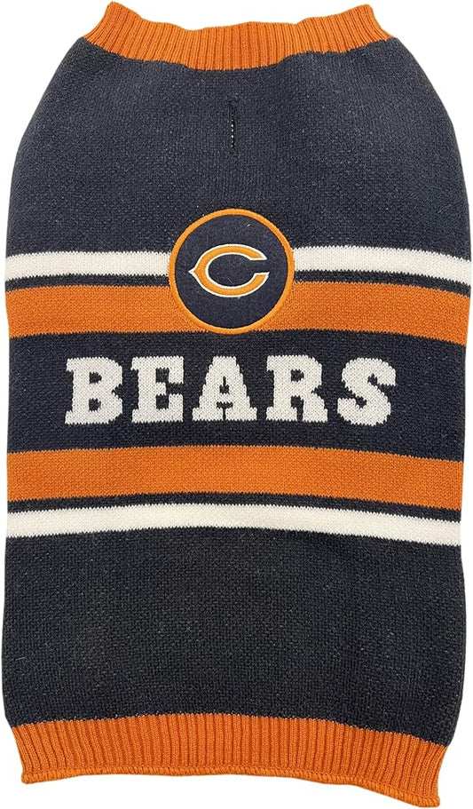 Pets First NFL Chicago Bears Dog Sweater, Size Large. Warm and Cozy Knit Pet Sweater with NFL Team Logo, Best Puppy Sweater for Large and Small Dogs, Team Color (CHI-4179-LG)