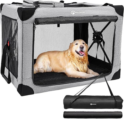 MIU COLOR Collaspsible Quick Set-up Dog Crate-37inch Portable Travel for Medium Dog,3-Door & Durable Mesh Windows and Soft mat,Indoor & Outdoor,Travel