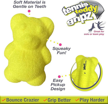 Nylabone Power Play Tennis Teddy Gripz Bear Dog Toy Teddy Medium (1 Count)