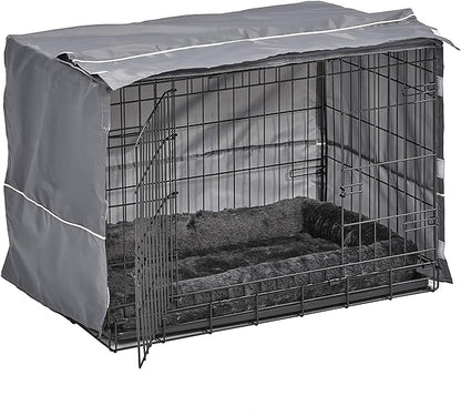 MidWest Homes for Pets Double Door Dog Crate Kit Includes One Two-Door Matching Gray Bed & Crate Cover, 30-Inch Kit Ideal for Medium Dog Breeds