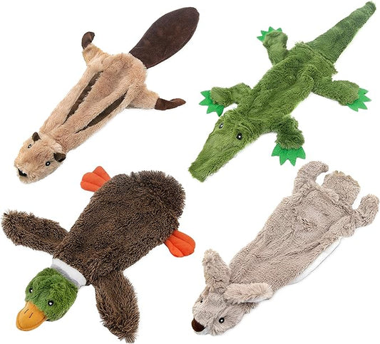 Best Pet Supplies Stuffing Free Squeaky Dog Toys for Small Dogs, Medium Dogs, and Large Dogs, Durable, Best Dog Chew Toy for Teething Puppy, Indoor Play - 4 Figures, Small