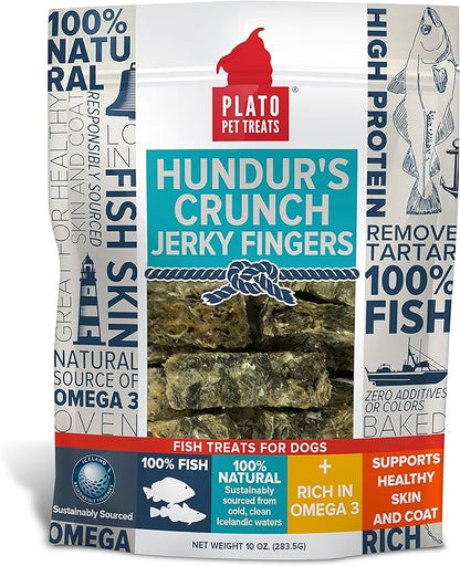 PLATO Hundur's Crunch Jerky Fingers 10oz, Natural